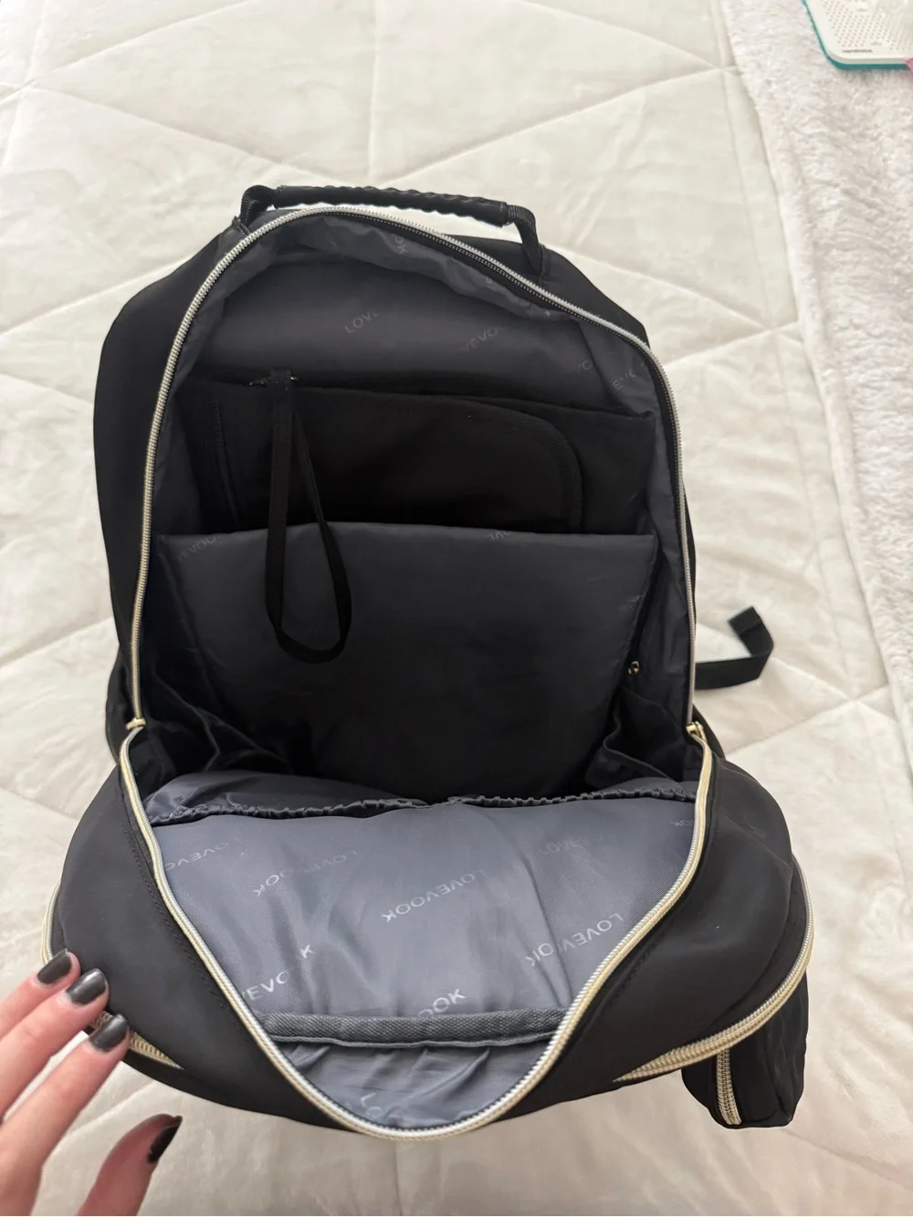 Black Quilted Backpack for Men